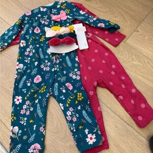 Carter's Floral and Polka Dot Footies - Teal and Pink